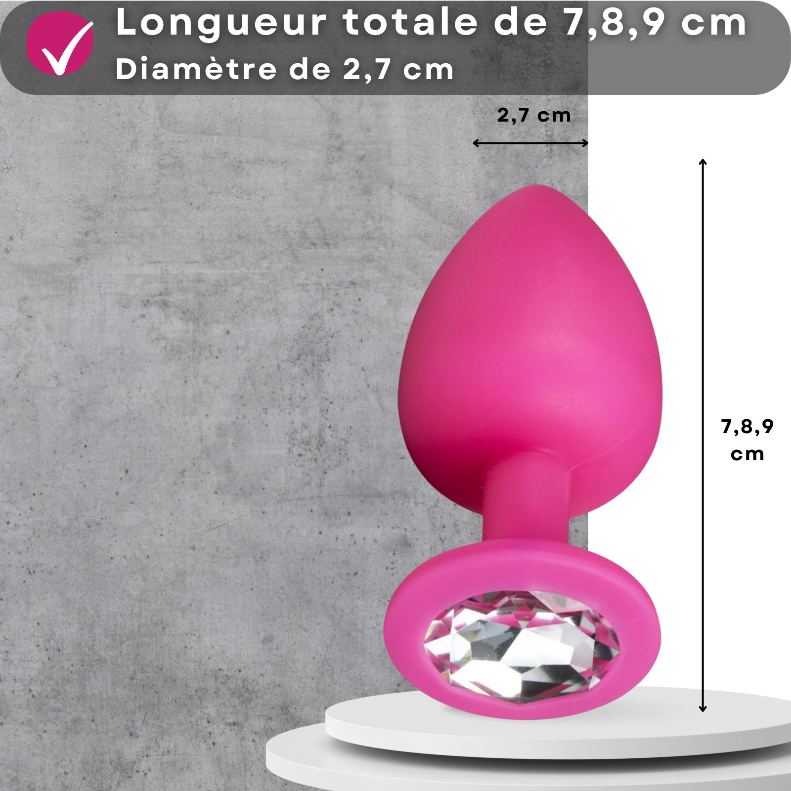 Easytoys - Plug anal en silicone rose avec pierre décorative - SET