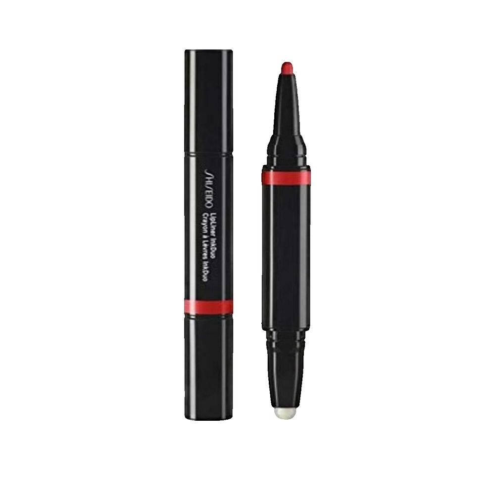 Duo crayon contour des lèvres noir et rouge. Inscription: SHISEIDO Lip Liner Ink Duo. Un crayon est ouvert.