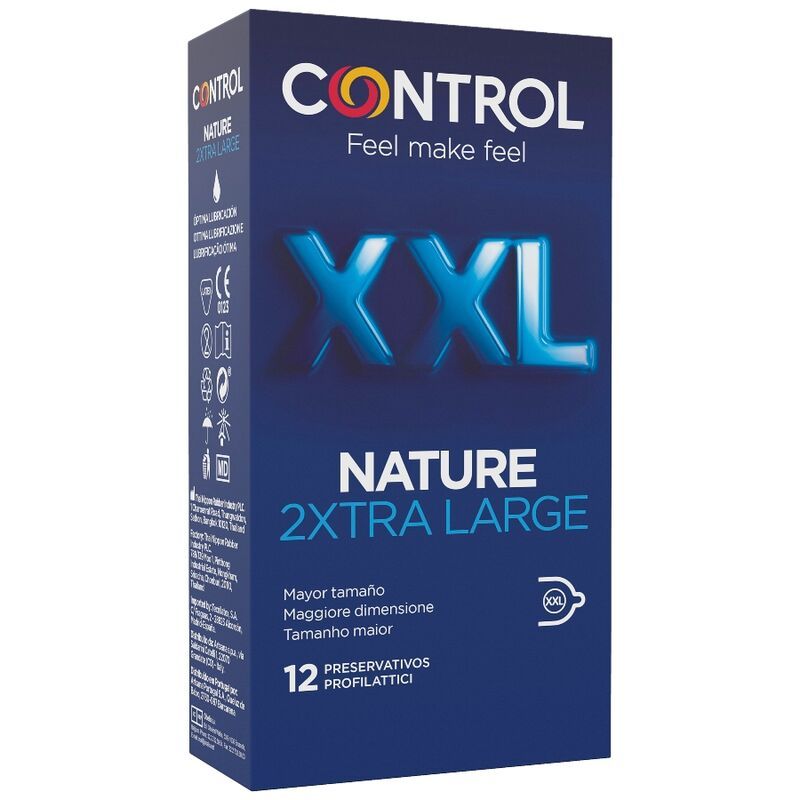 Boîte de préservatifs Control Nature XXL, 12 unités. Préservatifs extra larges pour le confort.
