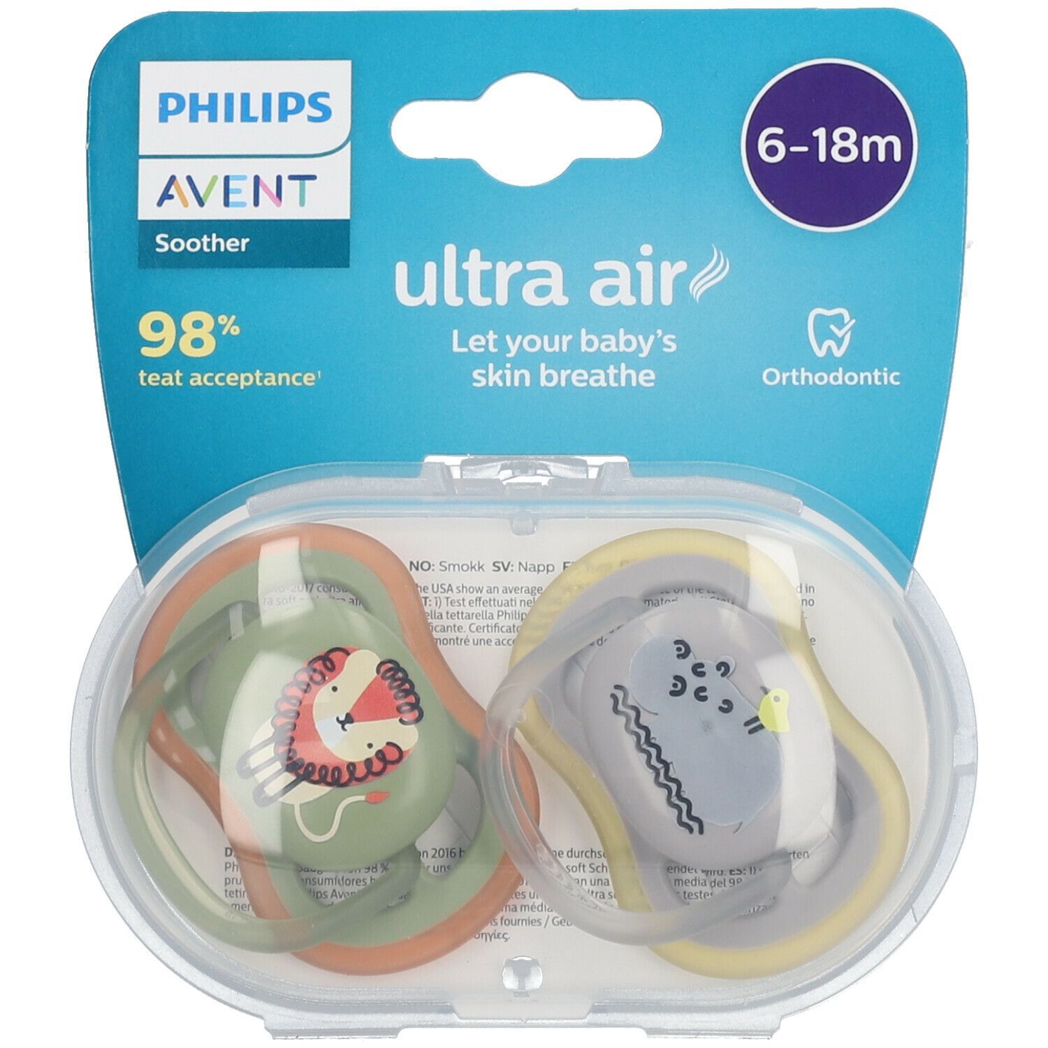 Philips Avent Ultra Air Sucette 6-18 Moins SCF085/17
