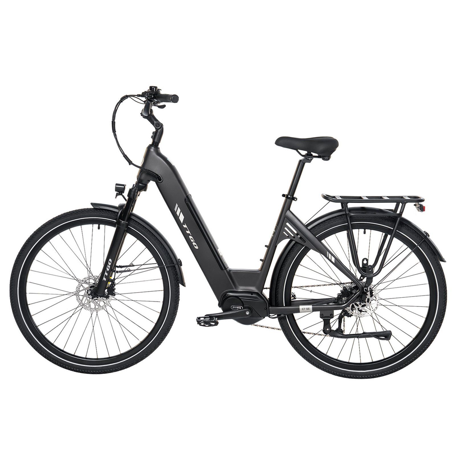 TTGO C7 SE Vélo électrique, 36 V 18 Ah, grande autonomie, avec moteur central Bafang