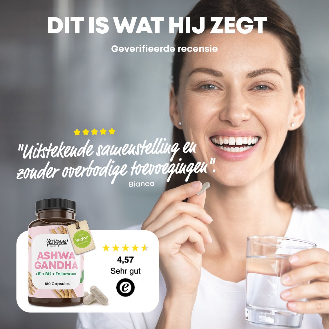 Vergelijking: Yes Vegan Ashwagandha vs alternatieven. Links voordelen, rechts nadelen.
