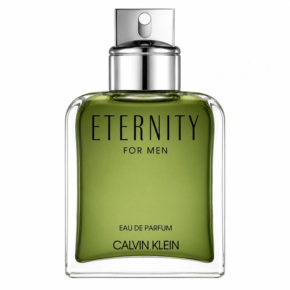 Calvin Klein Eternity for Men Eau de Parfum fles met zilveren verstuiver.
