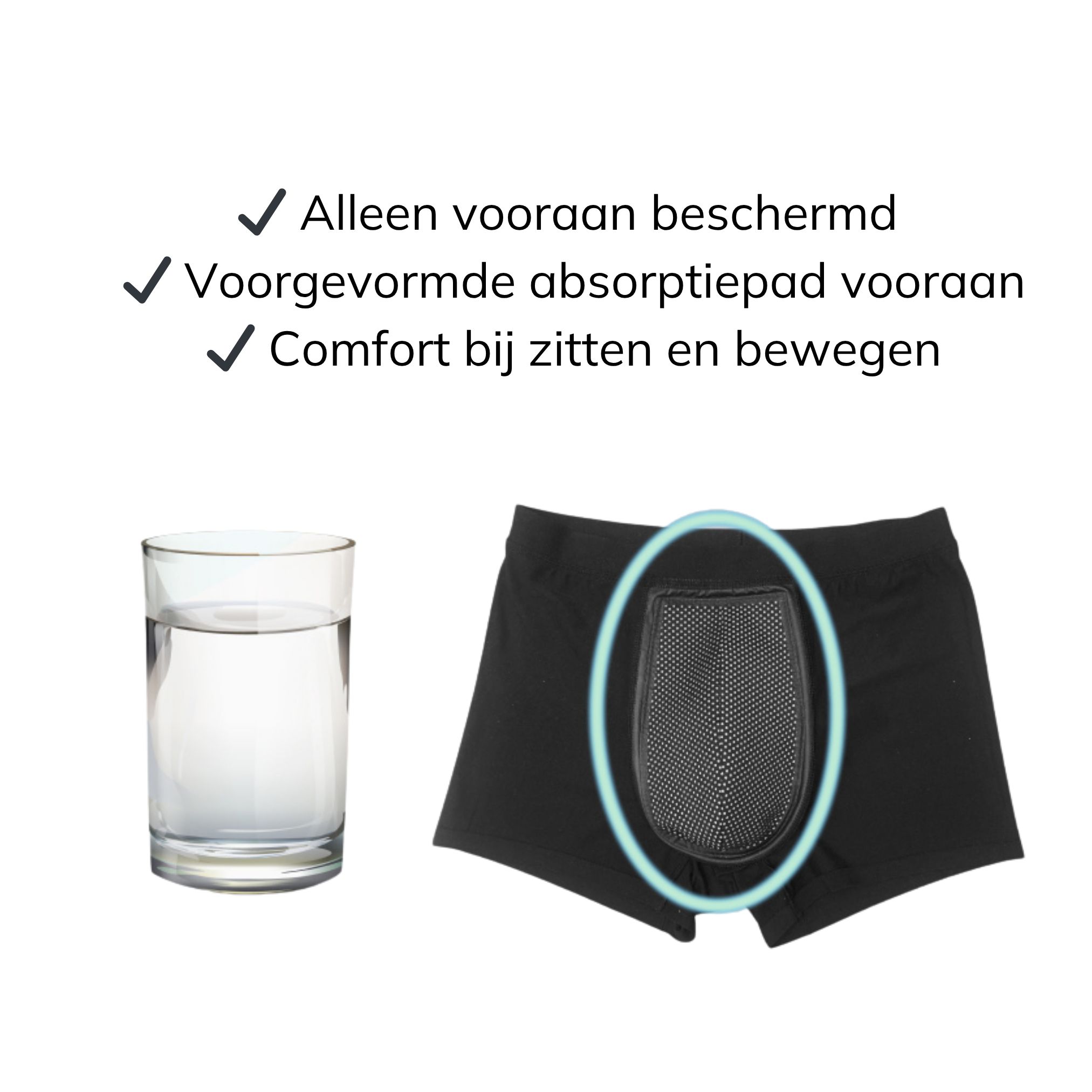 Robin Premium Wasbare Incontinentie Boxer bij Urineverlies, 3-Pack (L, Marineblauw)