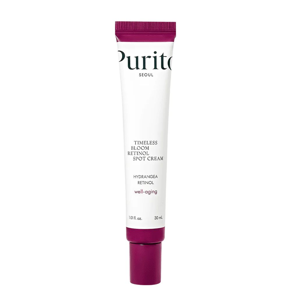 Tube de Purito Timeless Bloom Retinol Spot Cream, 30ml.