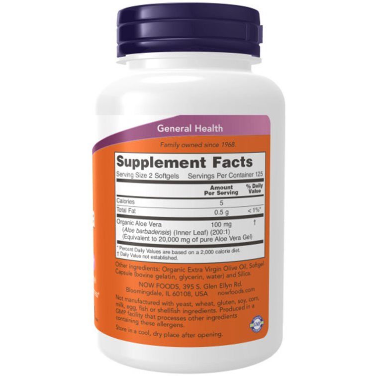 Dos du flacon. Inscription: Supplement Facts. Contient des informations sur les ingrédients et les valeurs nutritionnelles. Marque: NOW.