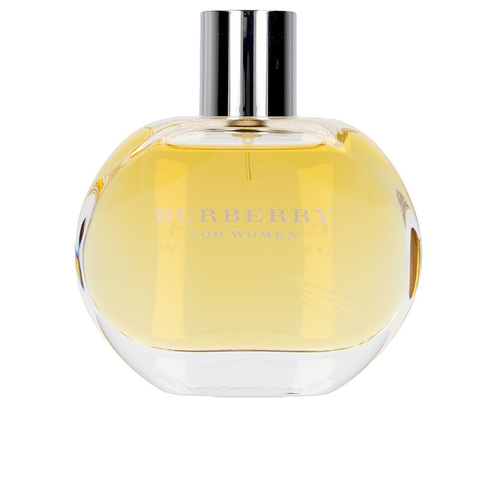 Burberry Eau de Parfum pour femme dans un flacon rond en verre avec bouchon argenté, vu de face.