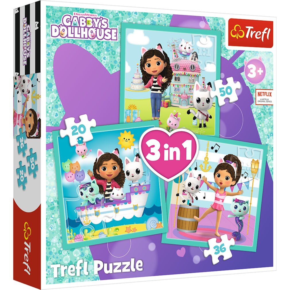 trefl Puzzel Gaby's Magic House: Gaby's Activiteiten 3in1 (20,36,50 delen)