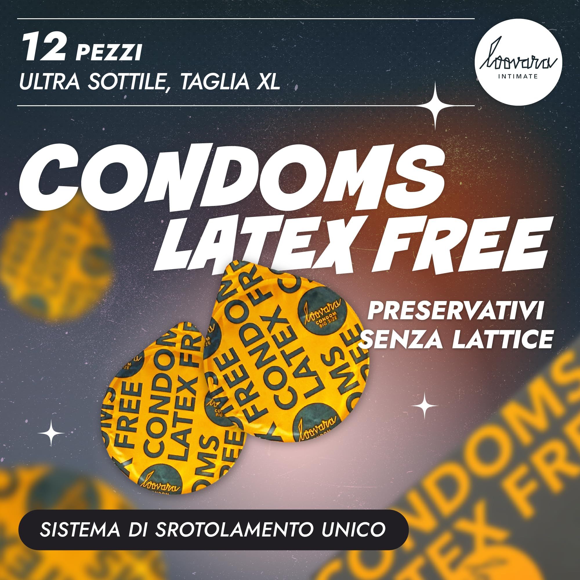 Emballage de préservatifs Loovara, sans latex, 12 pièces, XL.