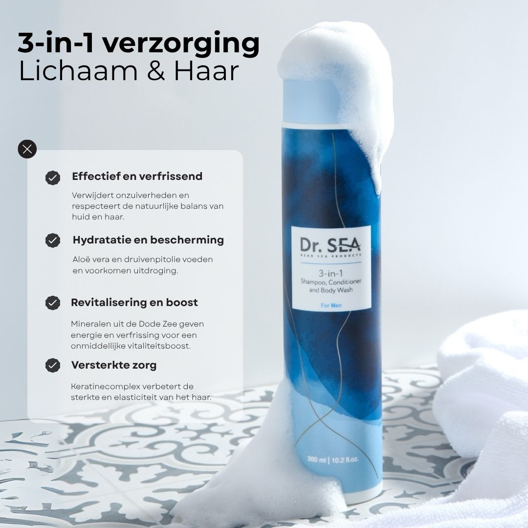 Fles met tekst: "Dr. SEA 3-in-1".