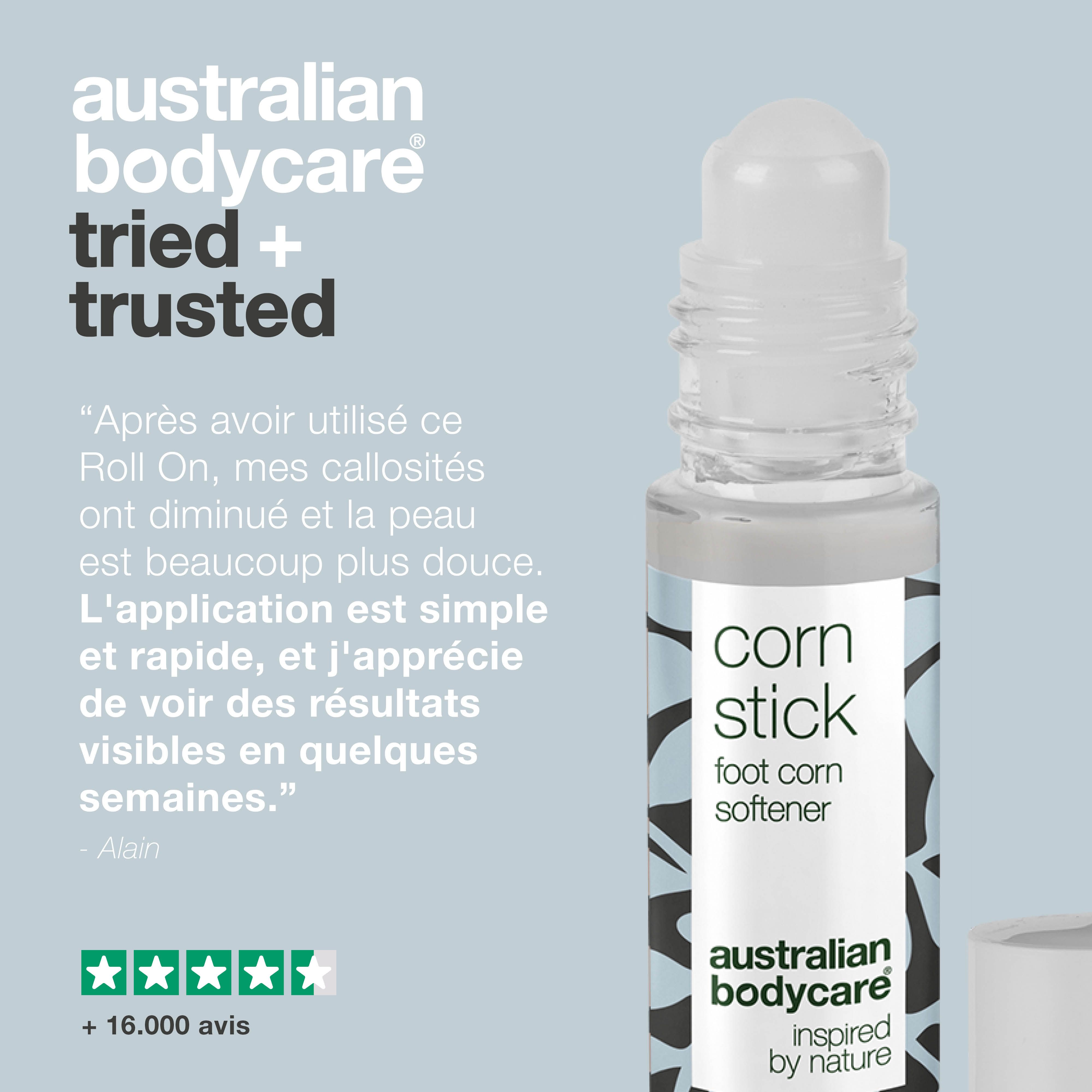 Plusieurs personnes avec des produits. Inscription : australian bodycare skincare since 1990.
