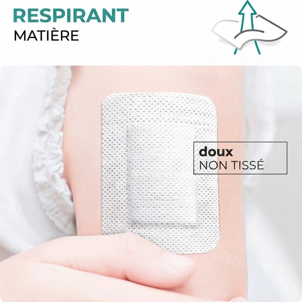 Un enfant reçoit un pansement non adhérent d'un adulte.