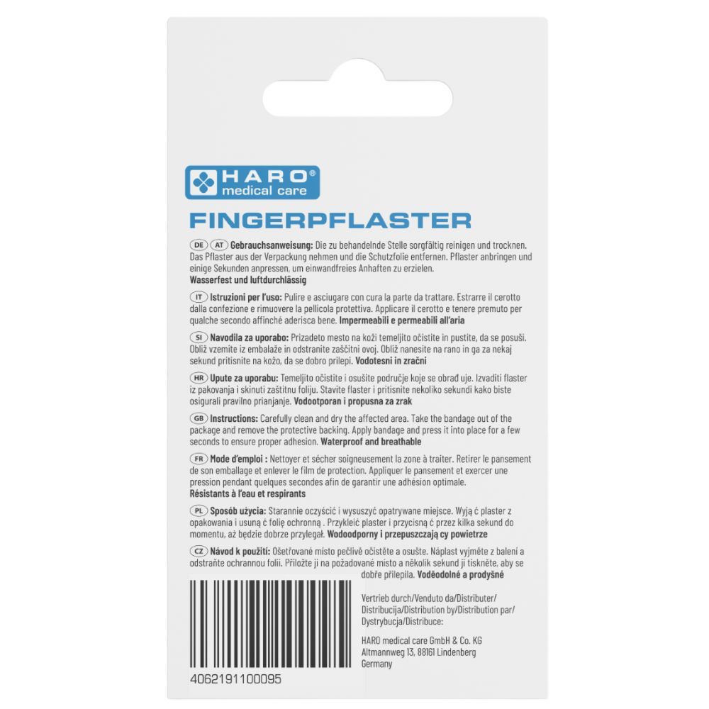 Achterkant van de verpakking met gebruiksaanwijzing. Tekst in meerdere talen. Productnaam en logo bovenaan.