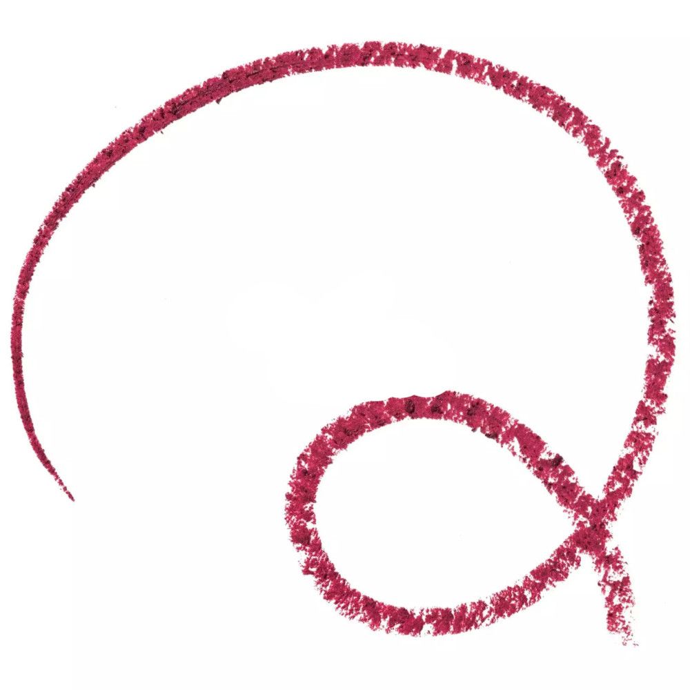 Roze lippenstiftlijn op witte achtergrond, in een gebogen vorm.