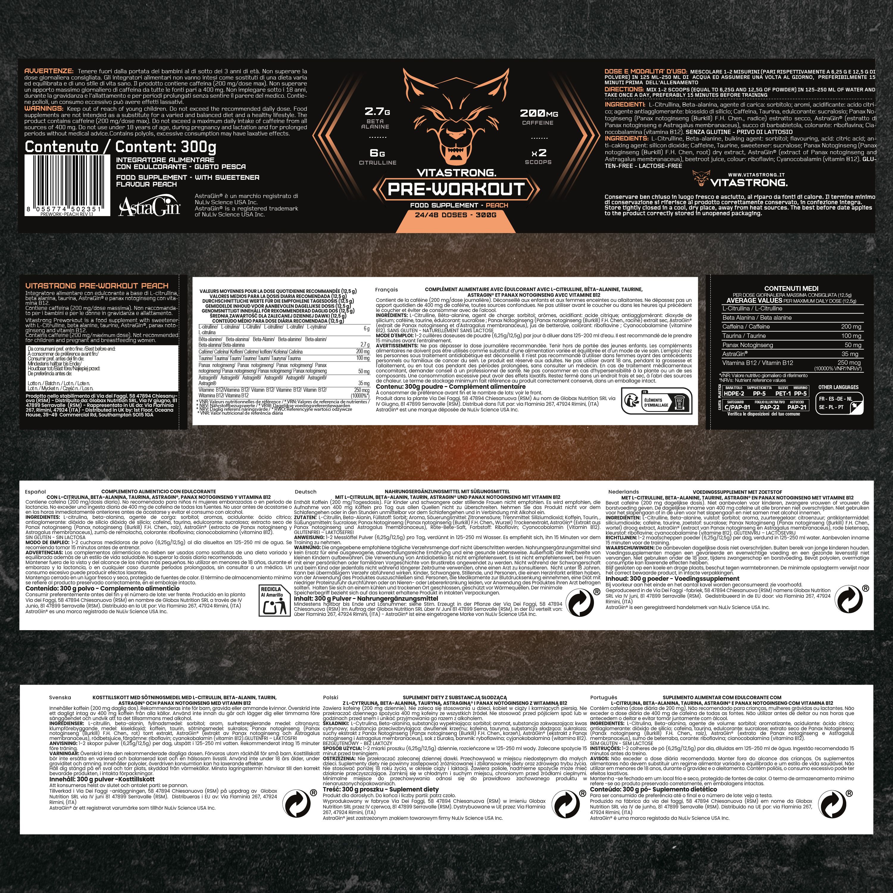 Vitastrong Preworkout - Peach