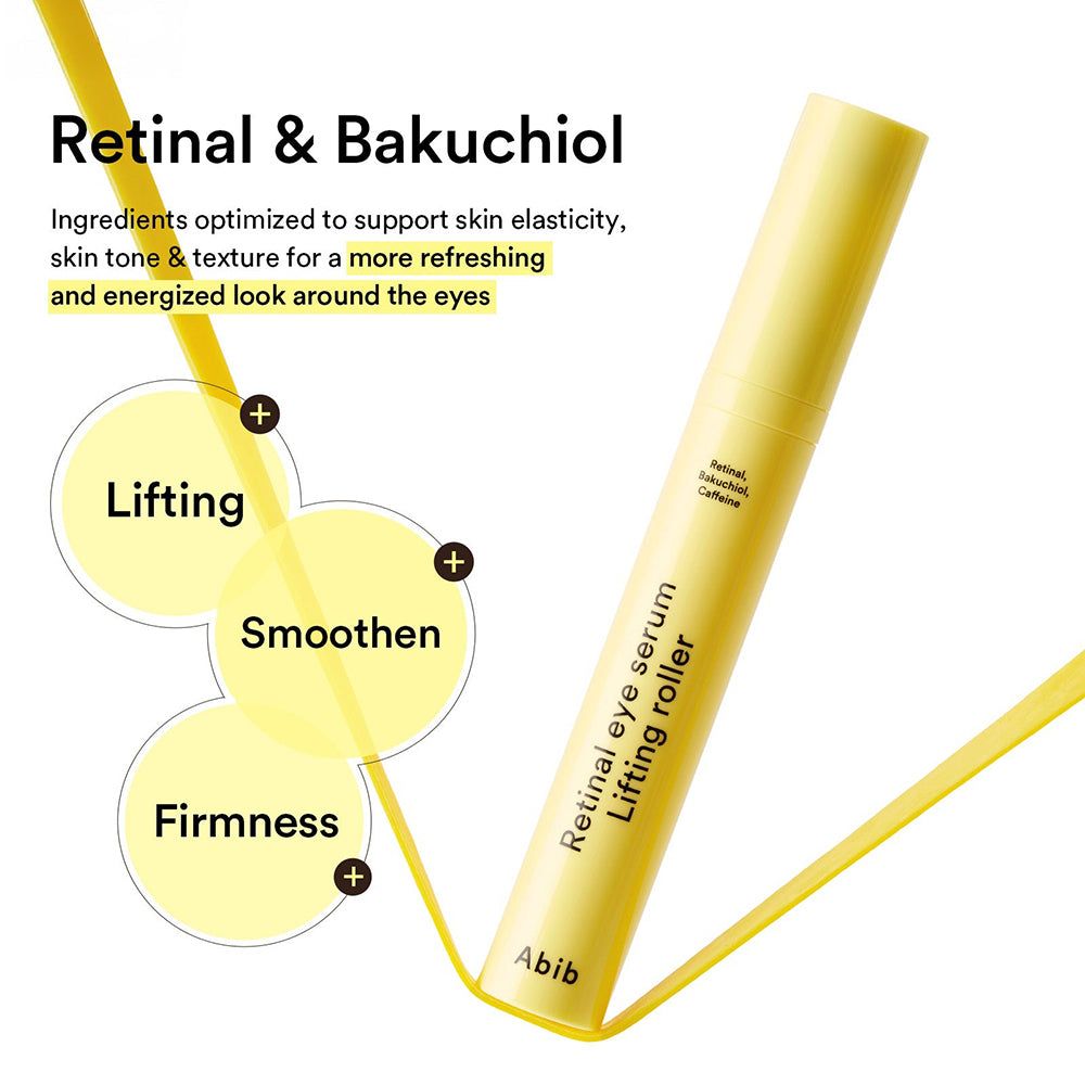 ABIB Retinal Eye Serum Lifting Roller. Ingrediënten: retinal & bakuchiol voor elasticiteit.