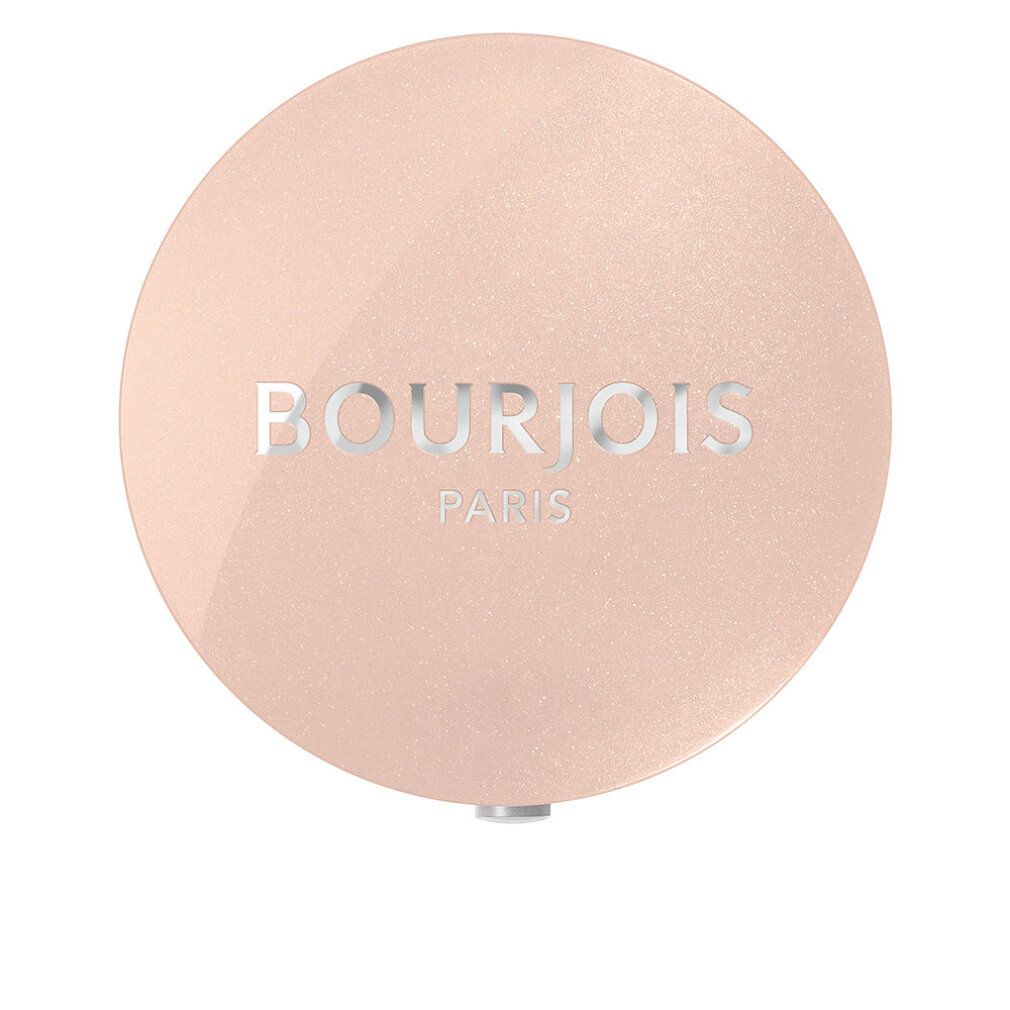 Boîtier de fard à paupières rond beige clair avec inscription argentée 'BOURJOIS PARIS'.