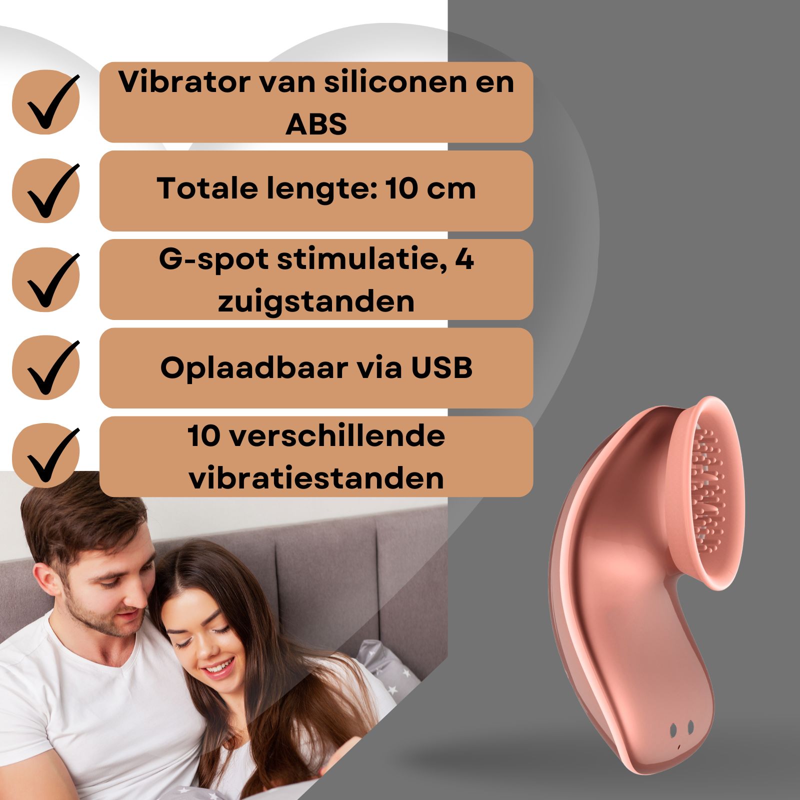 Roze vibrator met zuignap, 10 cm hoog.