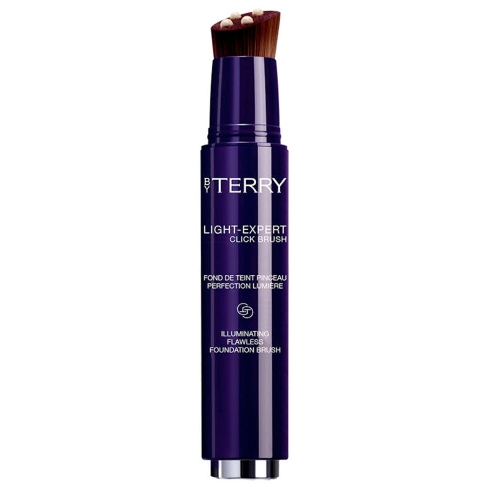 Applicateur de fond de teint By Terry Light-Expert Click Brush ouvert. Stylo bleu foncé avec applicateur pinceau.