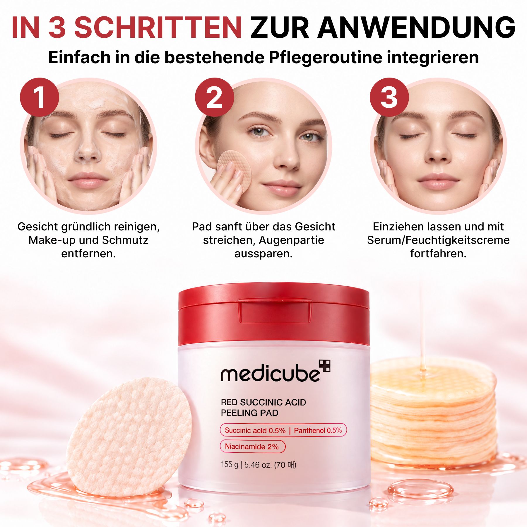Medicube BHA, AHA Barnsteenzuur Reinigingspads Gezichtsscrub