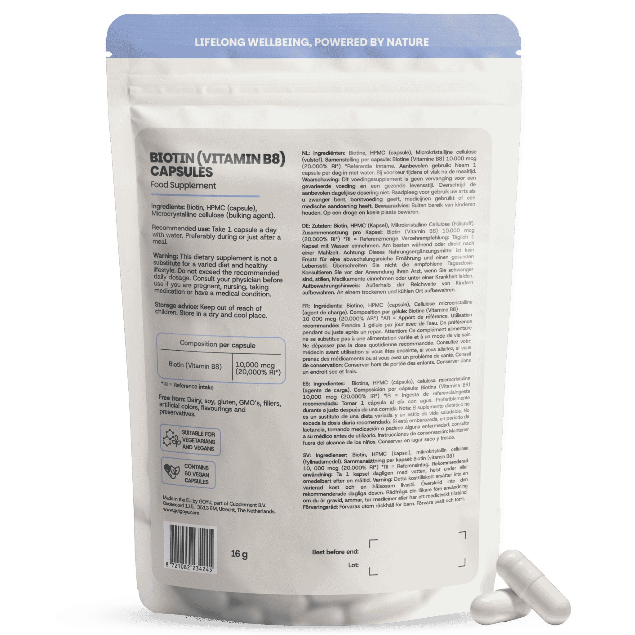 Emballage de capsules de curcuma bio.