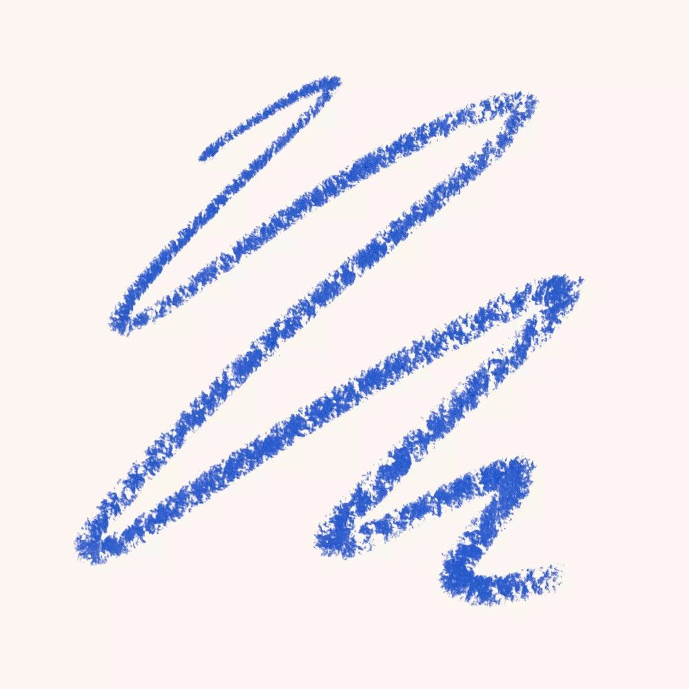 Traits de crayon khôl bleu sur fond clair. Motif en zigzag, couleur bleue.