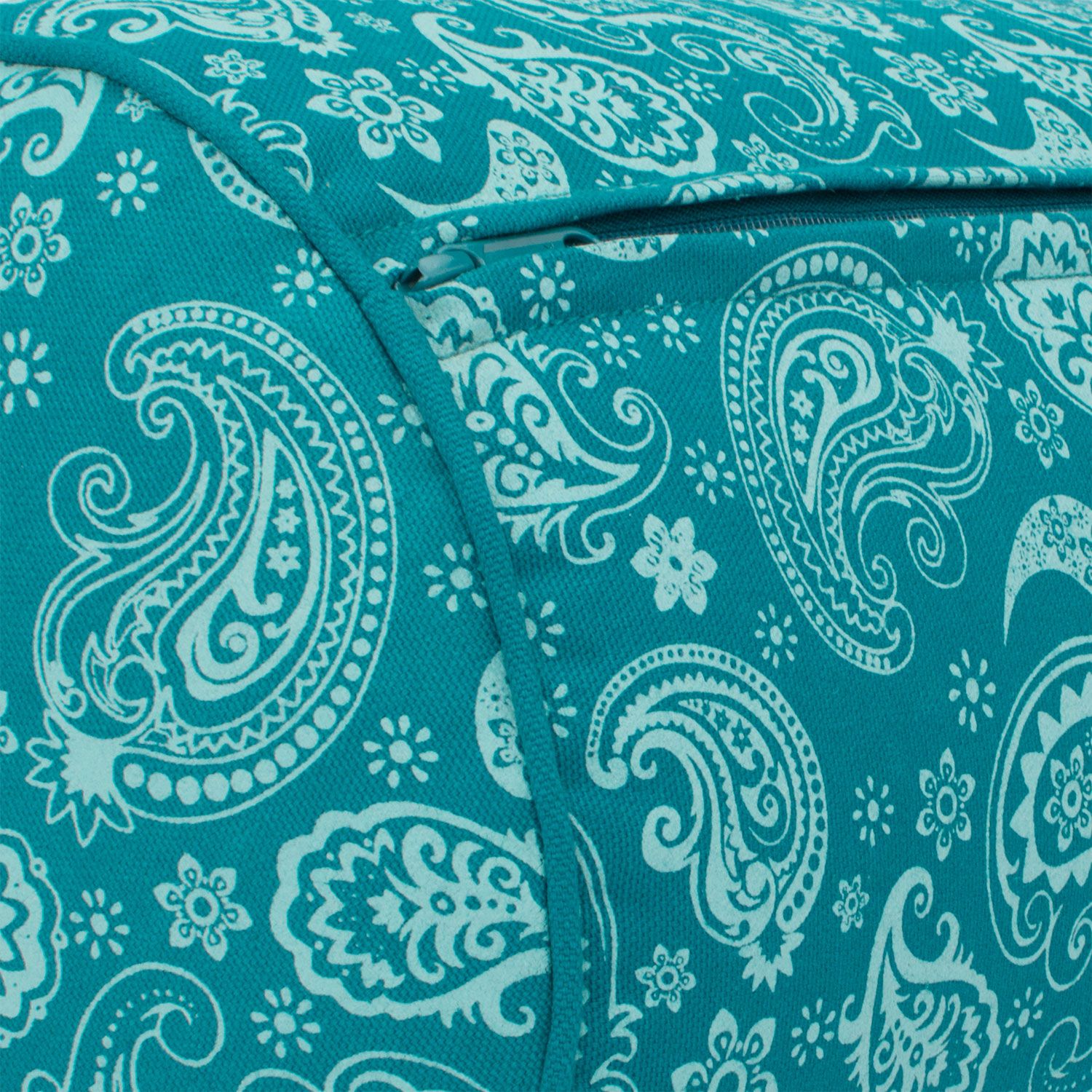 bodhi Collection Maharaja : Traversin de yoga à motifs (rond), "Paisley", essence, KAPOK