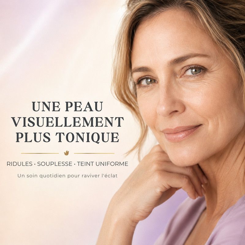 Femme au visage lisse et souriant.