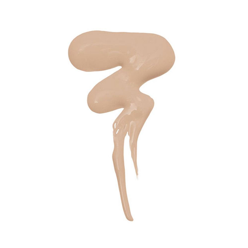 Fluide beige en forme de vague sur fond blanc. Texture visible.