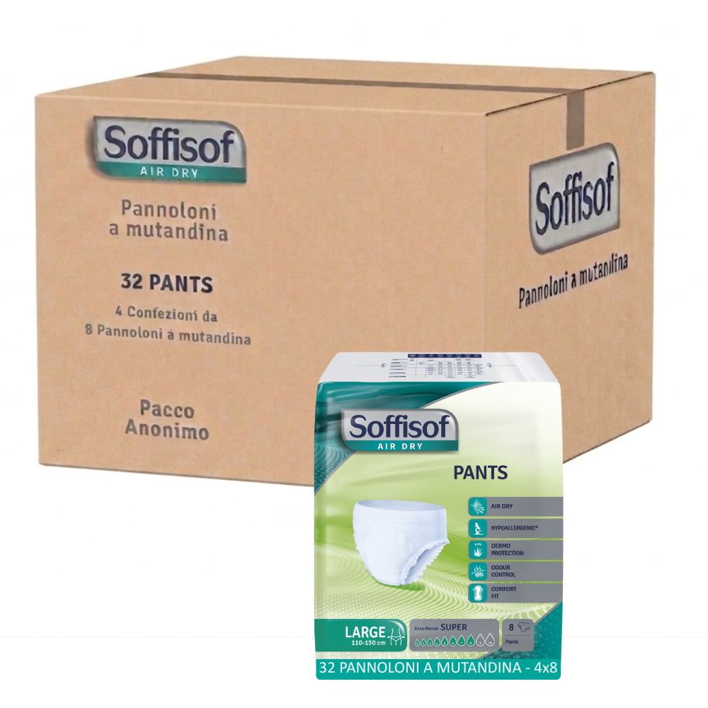Soffisof Pants, grand emballage avec emballage individuel.
