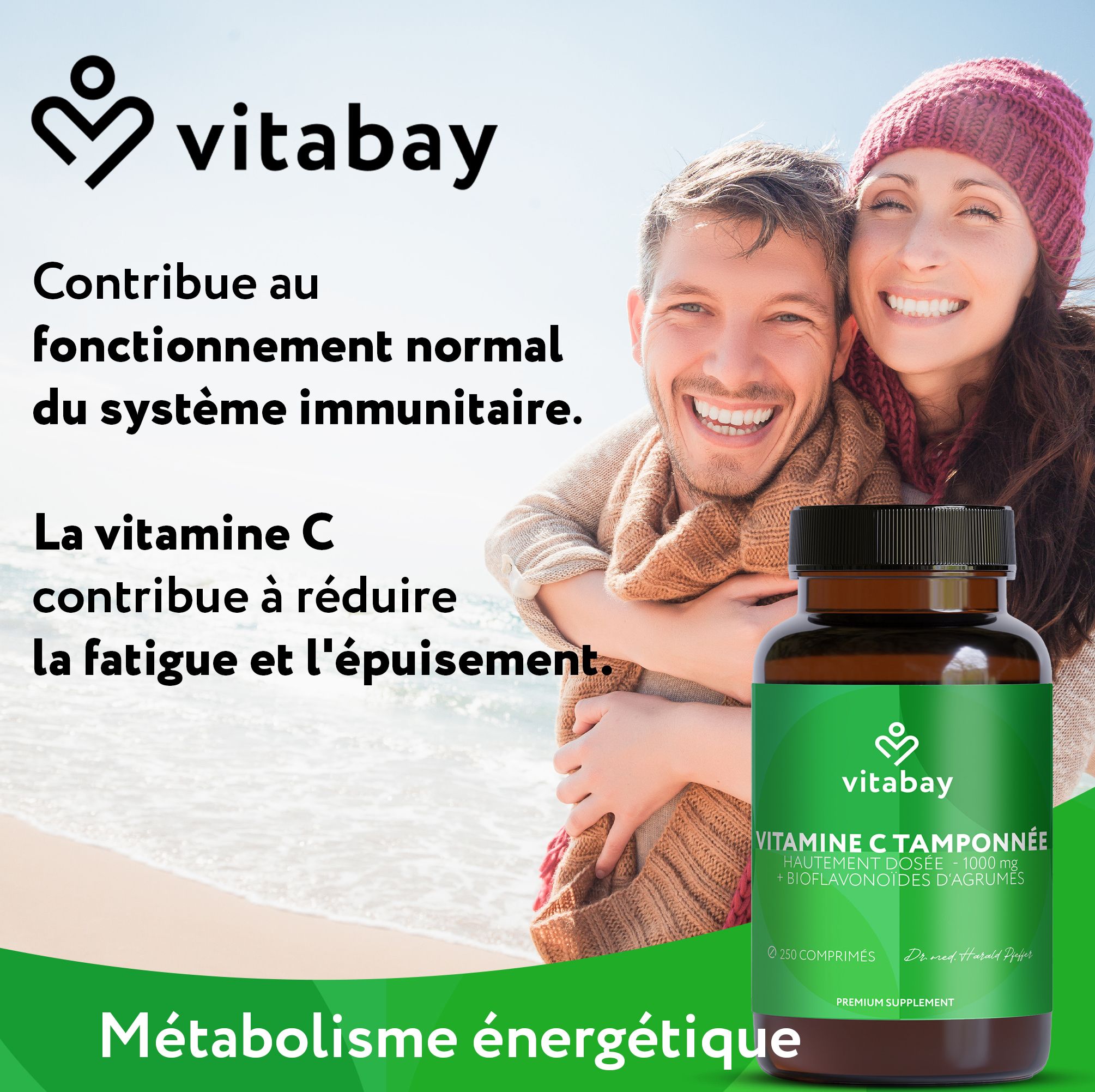 Flacon et boîte Vitabay Vitamine C 1000 mg.