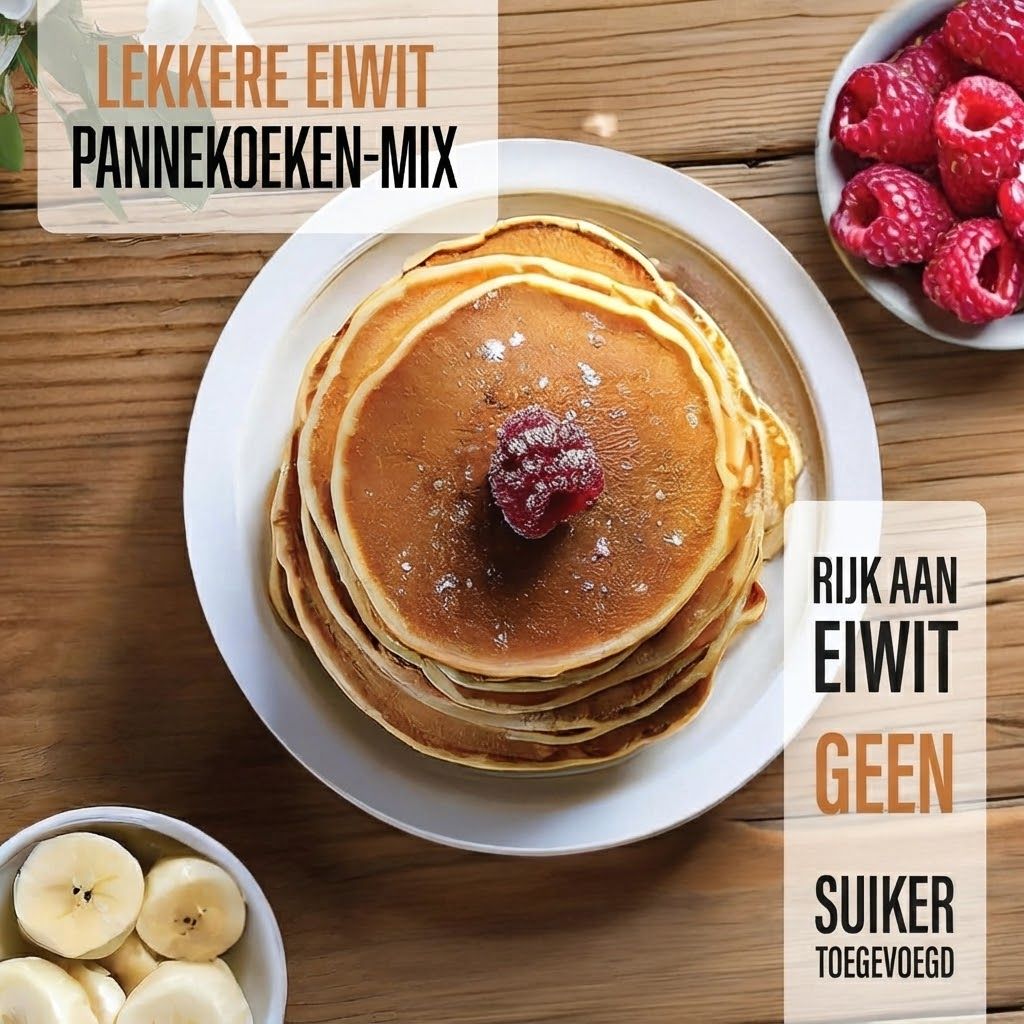 Stapel pannenkoeken met bessen, All Stars Pancake Protein Mix.