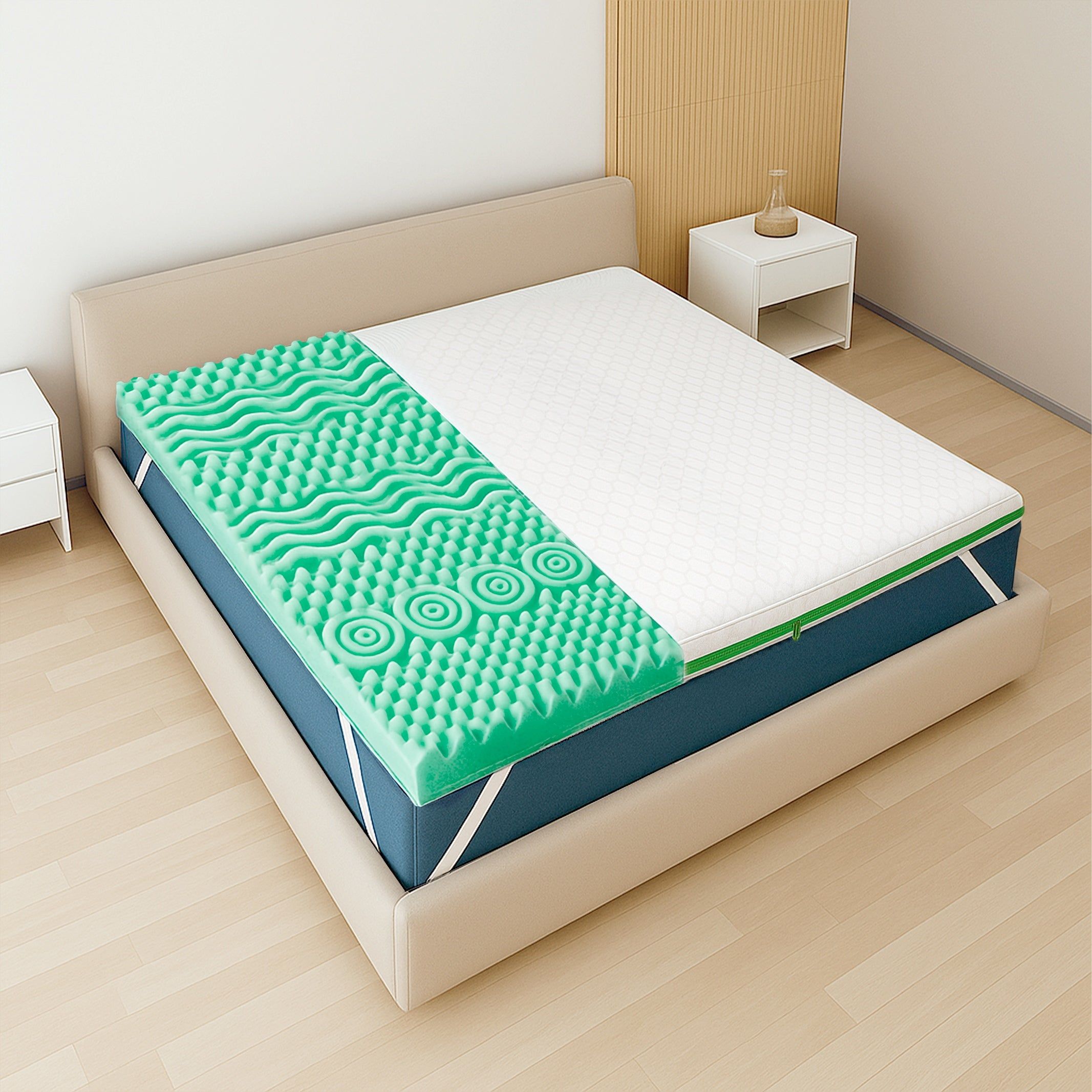 The White Stone Matrastopper 90x200 van Memory Foam Breeze met 9 Zones | Hoogte 5 cm