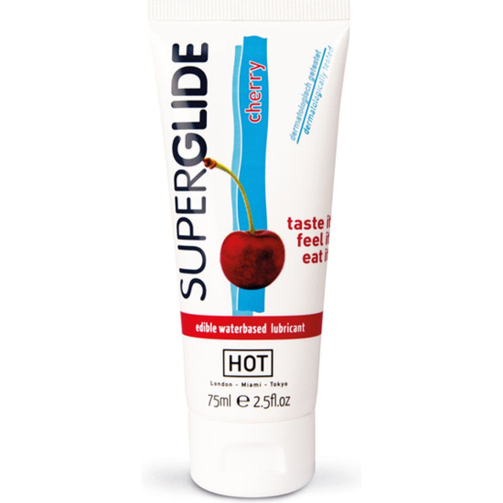 HOT Superglide Edible Cherry glijmiddel tube, 75ml.