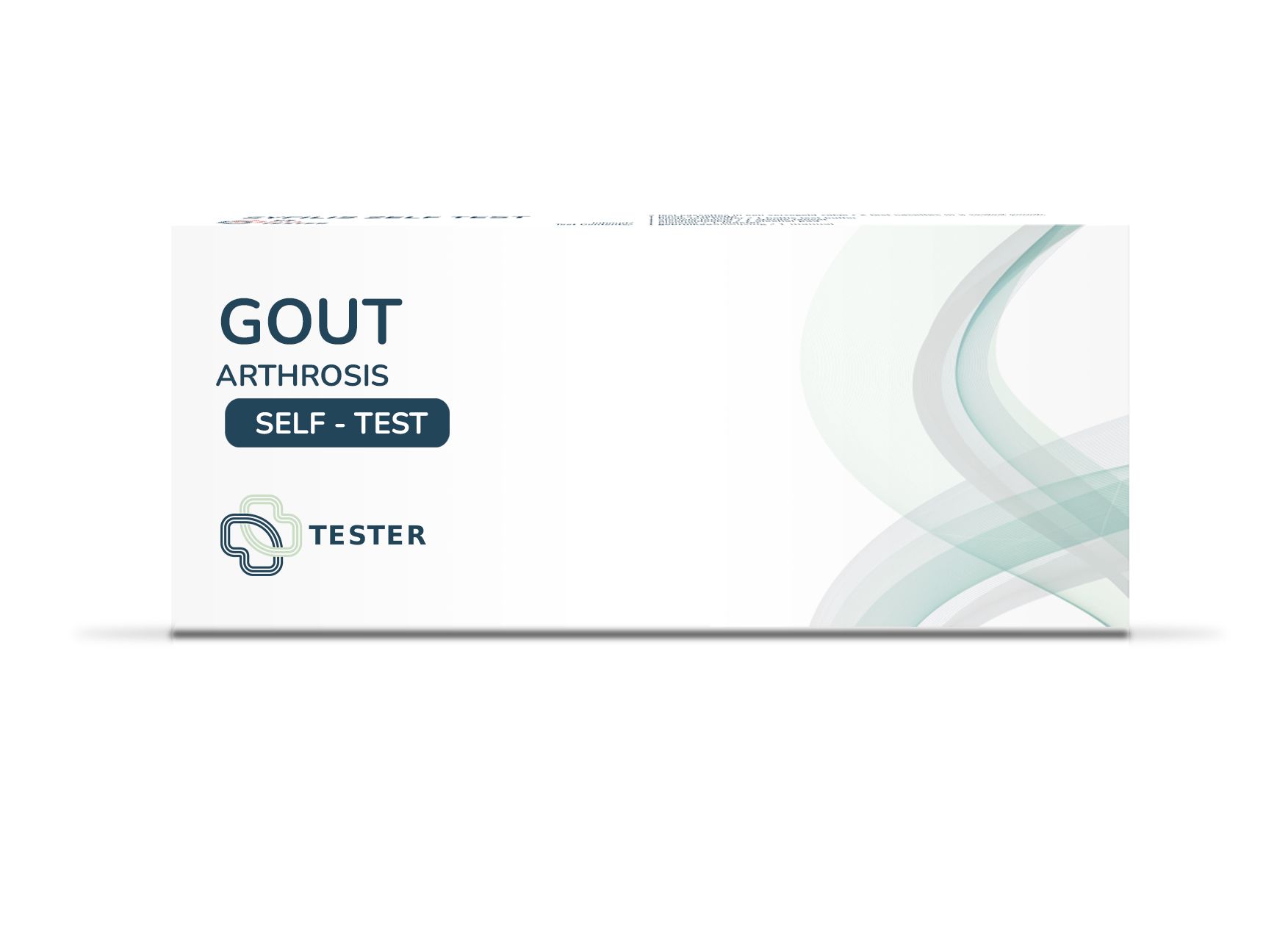 Verpakking van de Gout Arthrosis Self-Test met 'Tester' logo.