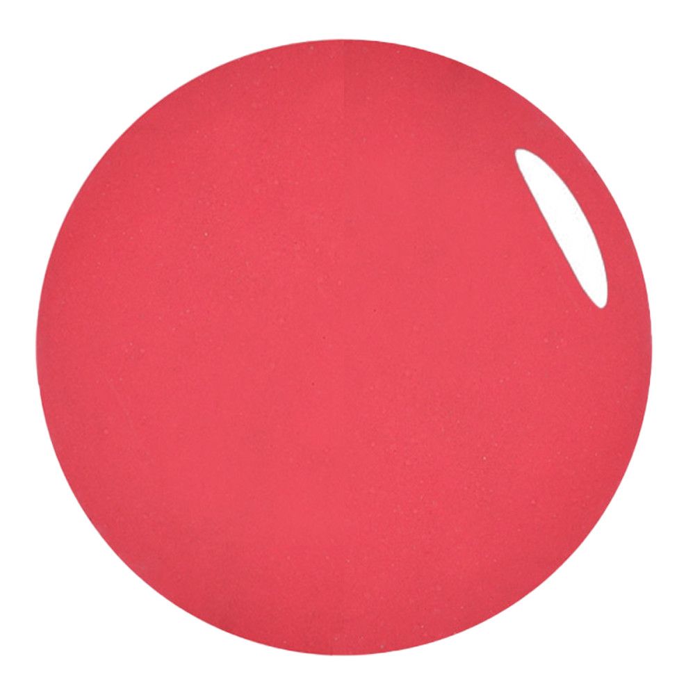 Tache ronde rouge avec reflet blanc. Surface légèrement granuleuse.
