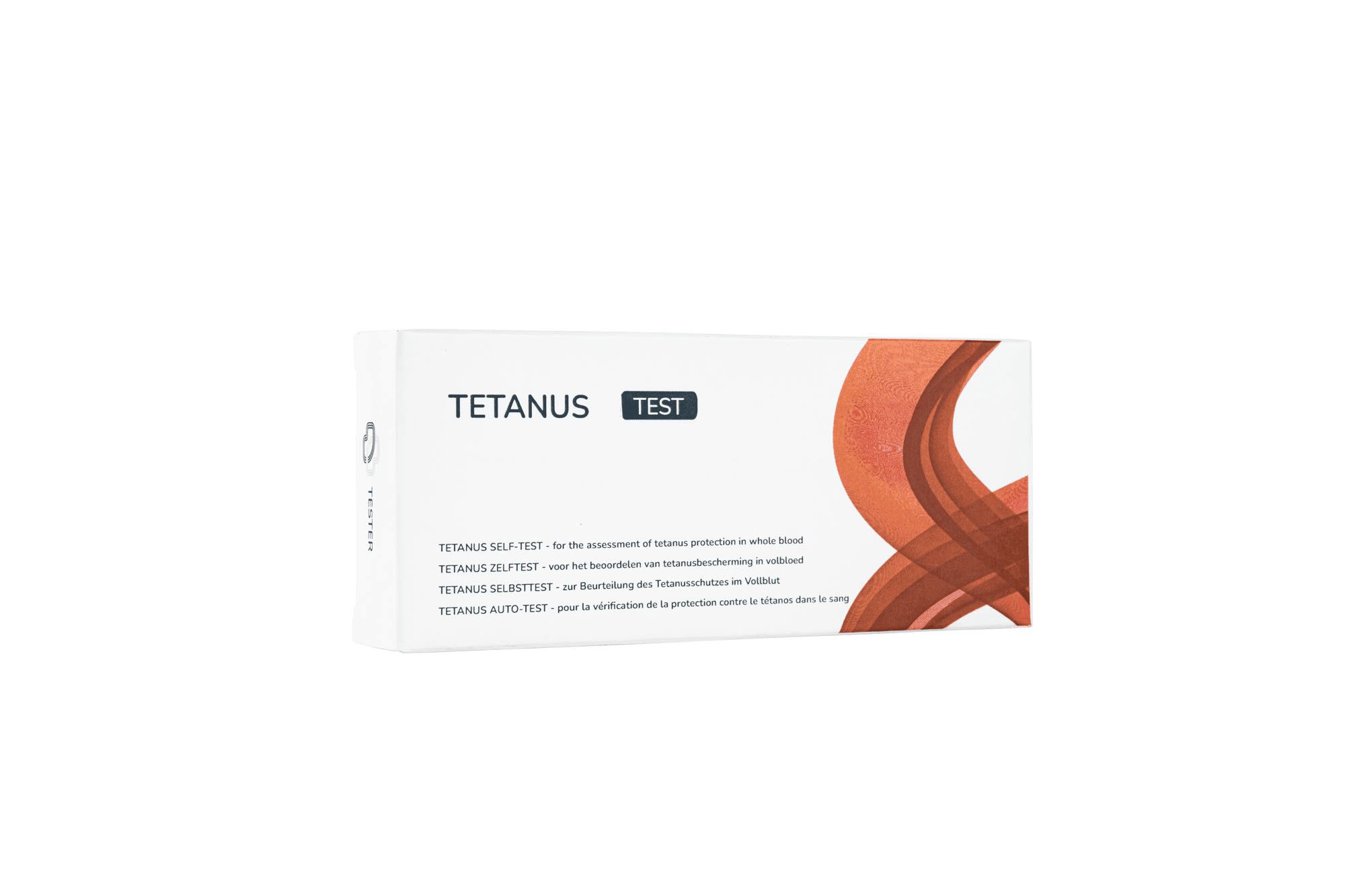 Emballage du test du tétanos avec informations produit et marquage CE.