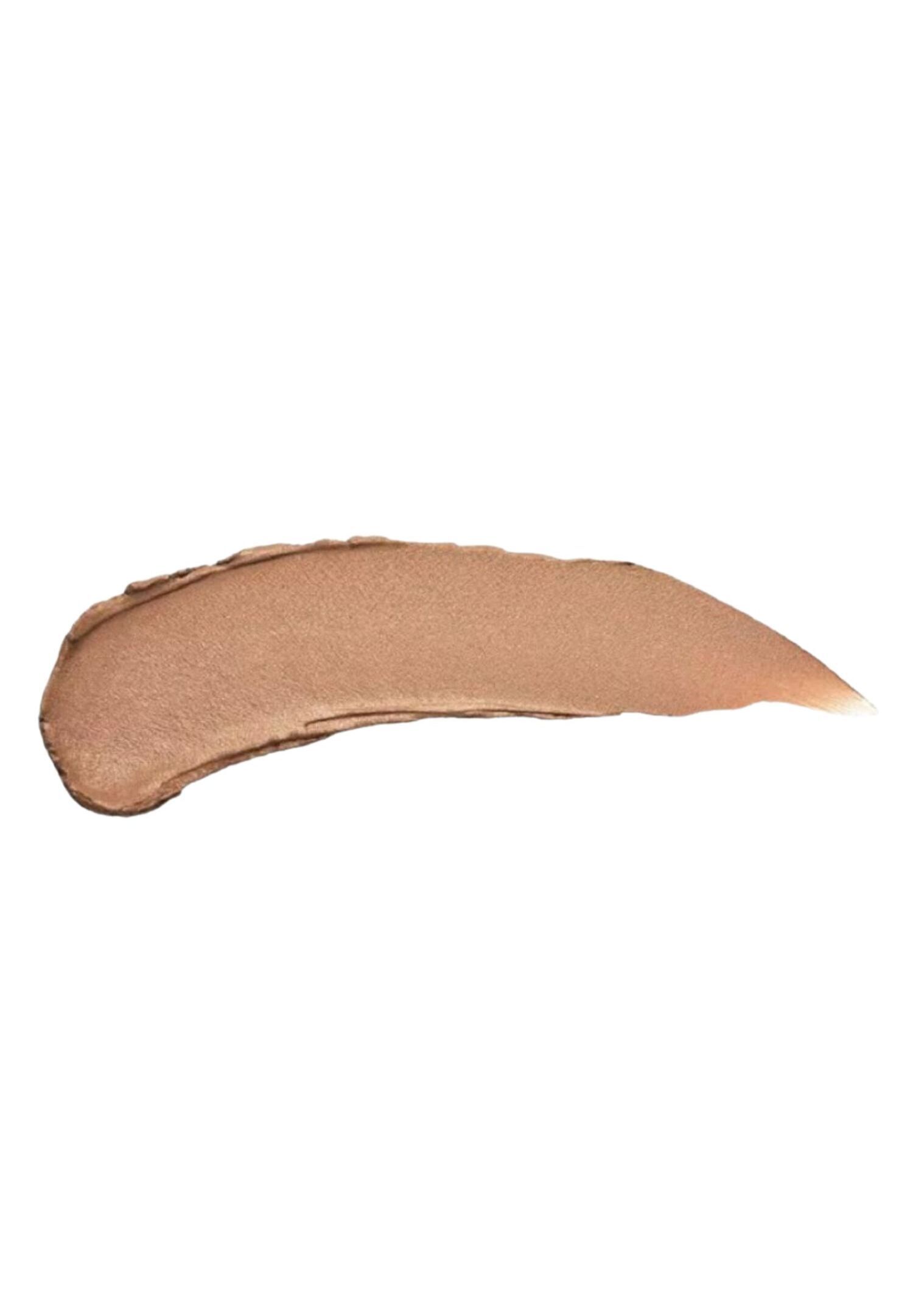 Échantillon de maquillage de teinte brunâtre. Texture visible. Sur fond clair.