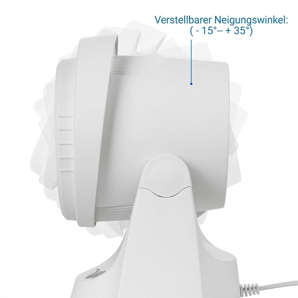 Infraroodlamp met verstelbare kantelhoek van -15° tot +35°.