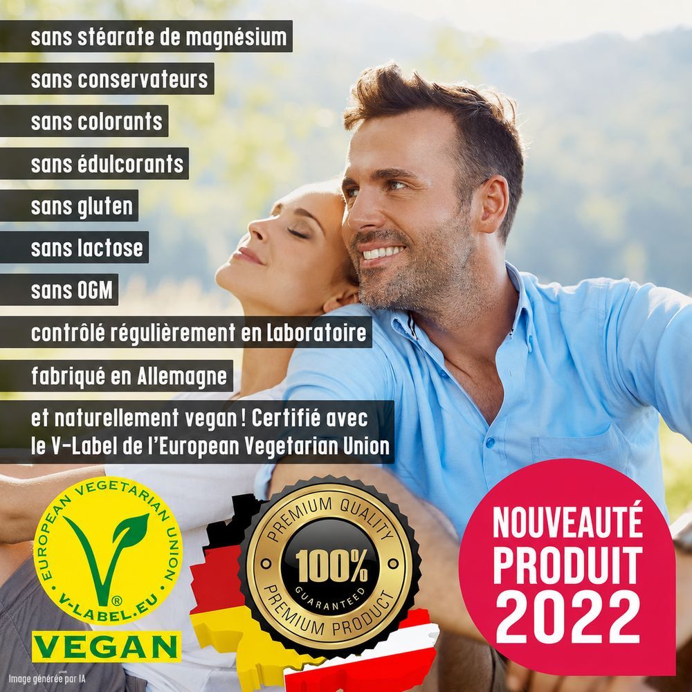Certificat et label pour le contrôle en laboratoire de compléments alimentaires végétaliens.