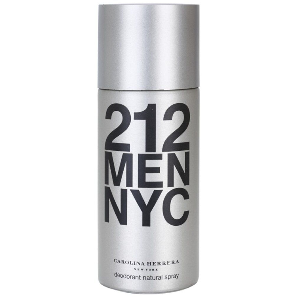 Deodorantspray 212 Men NYC van Carolina Herrera. Zilveren bus met zwarte letters. Deodorant natural spray.