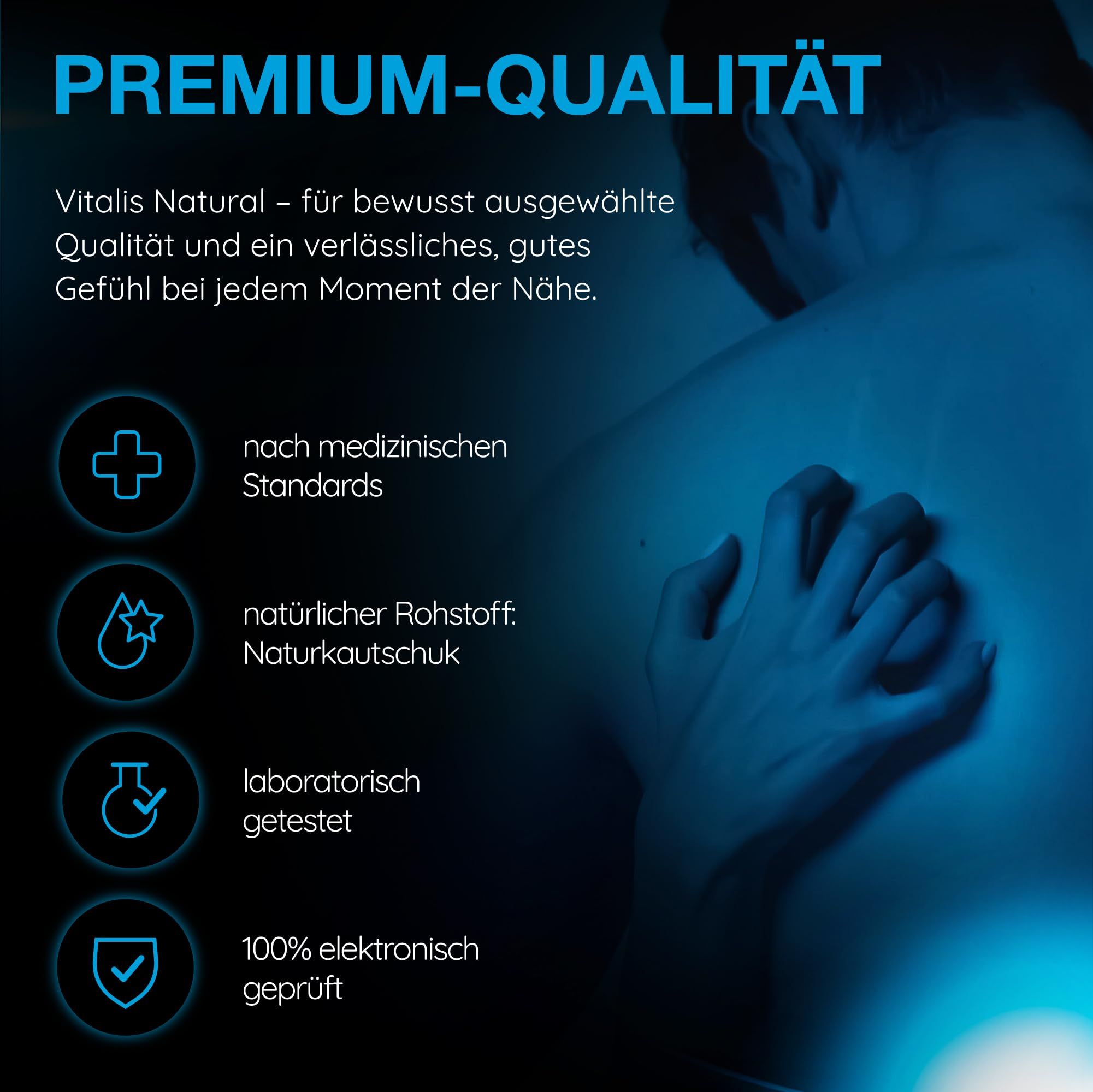 Vitalis PREMIUM Natural : Normes médicales, latex naturel, testé en laboratoire.