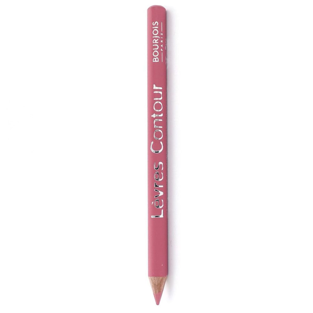 Roze lipliner met opschrift "Lèvres Contour" en "Bourjois Paris". Punt zichtbaar.