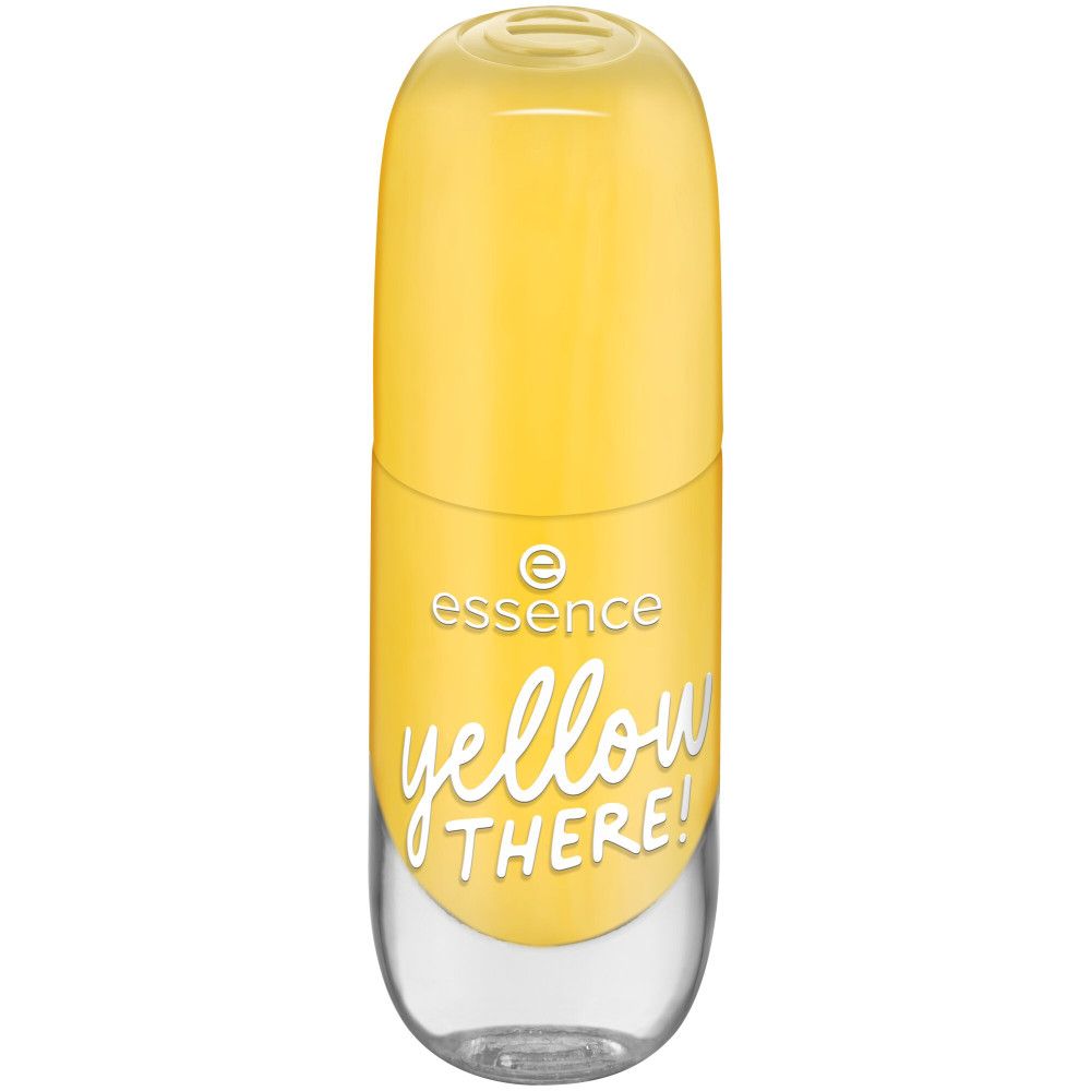 Vernis à ongles Essence, jaune. Flacon avec bouchon.