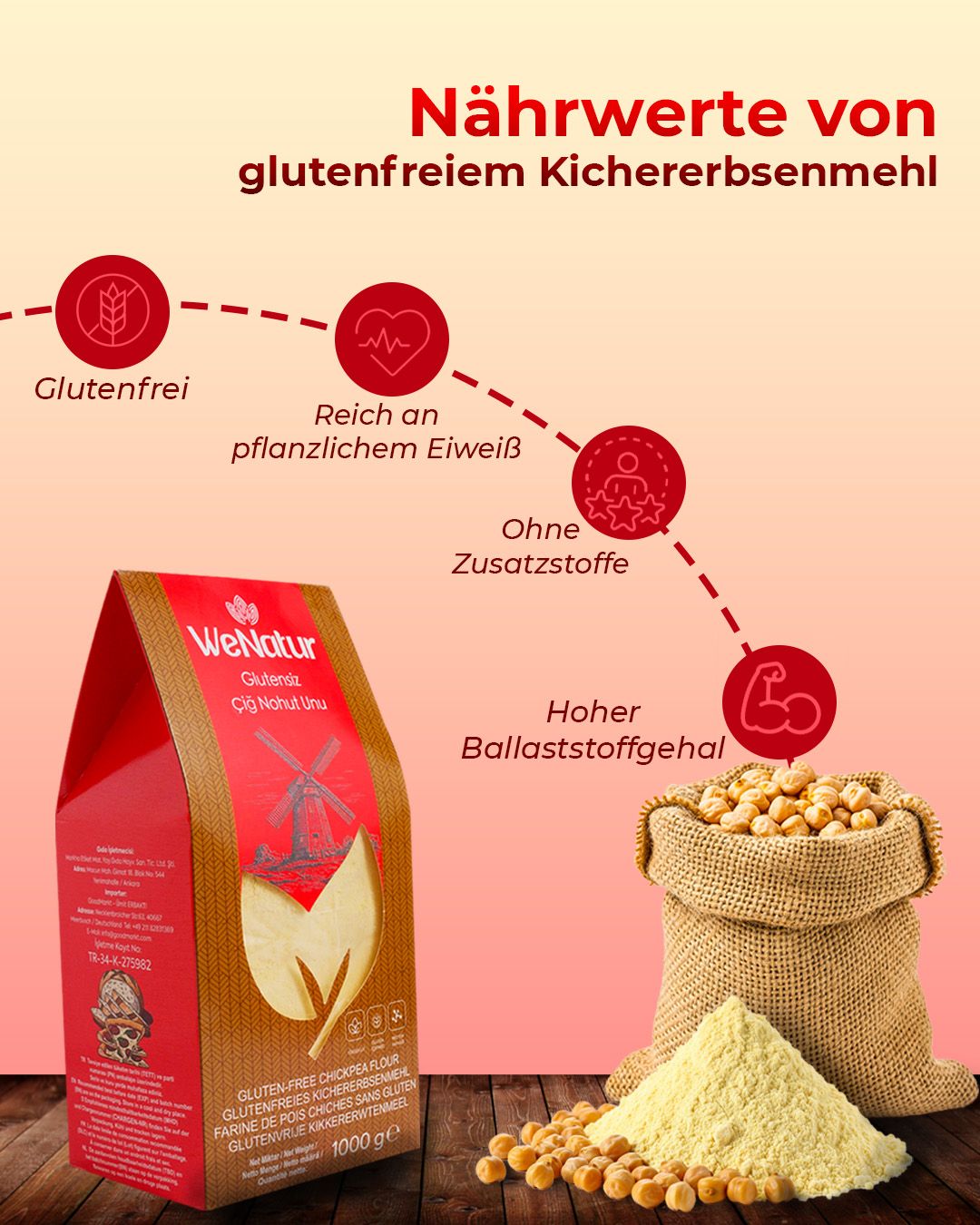 WeNatur Farine de pois chiches sans gluten