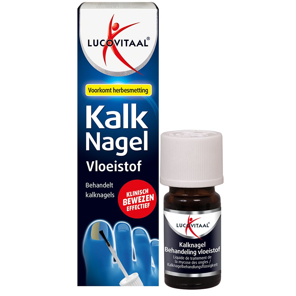 Productverpakking en flesje. Verpakking met productnaam en logo. Flesje met witte dop.