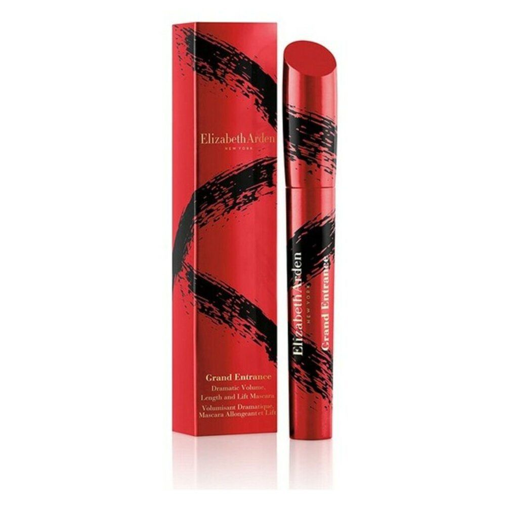 Elizabeth Arden Grand Entrance Mascara en verpakking in rood met zwarte opdruk.