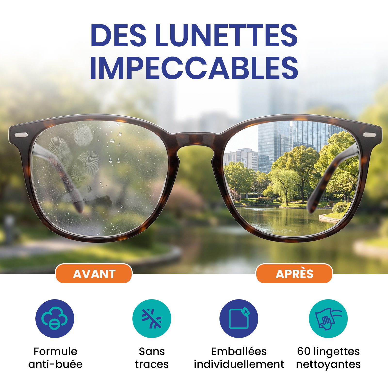 mfa® Lingettes Nettoyantes Anti-Buée pour Lunettes
