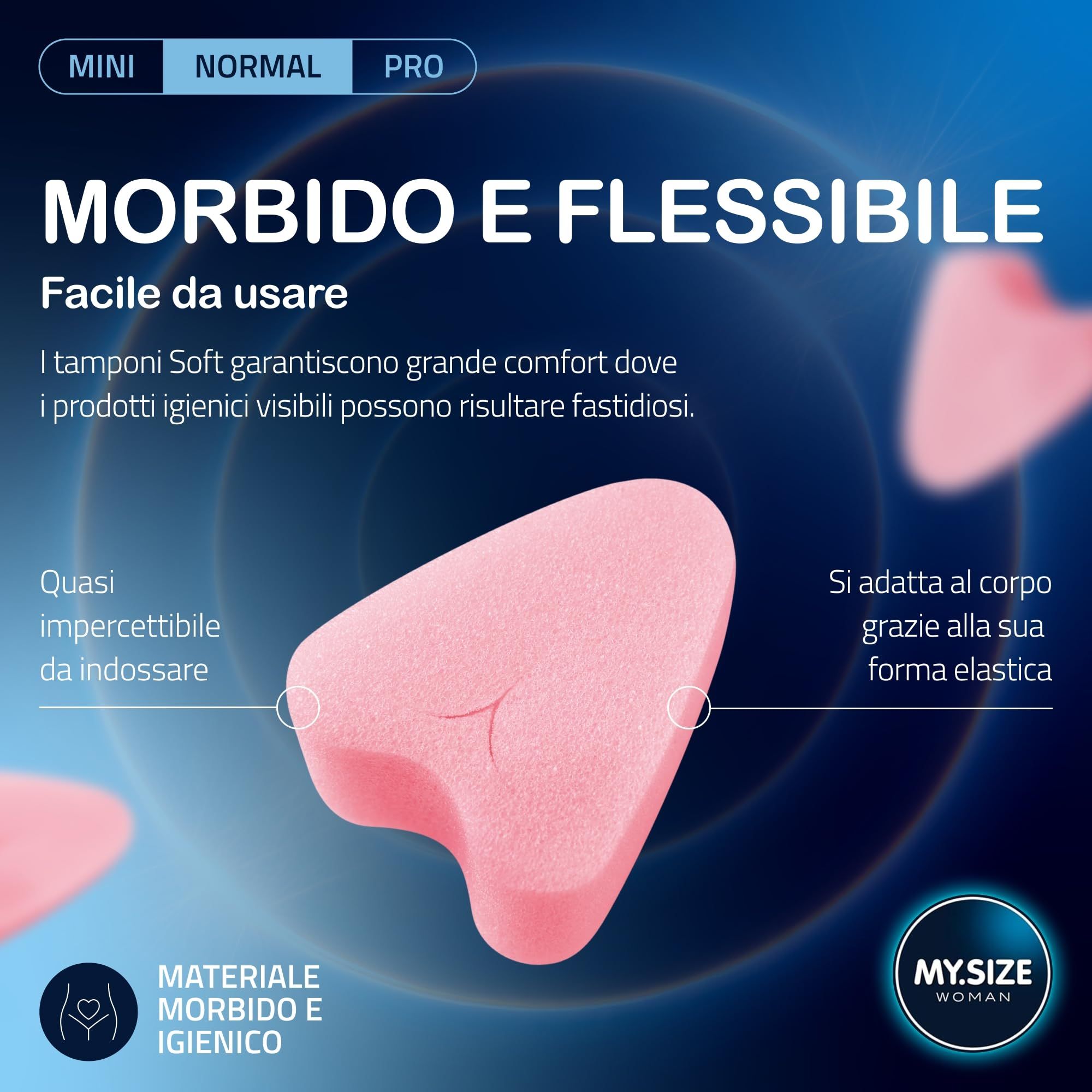 MY.SIZE Woman Soft Tampons Normal. Tampon rose en matière souple et flexible.