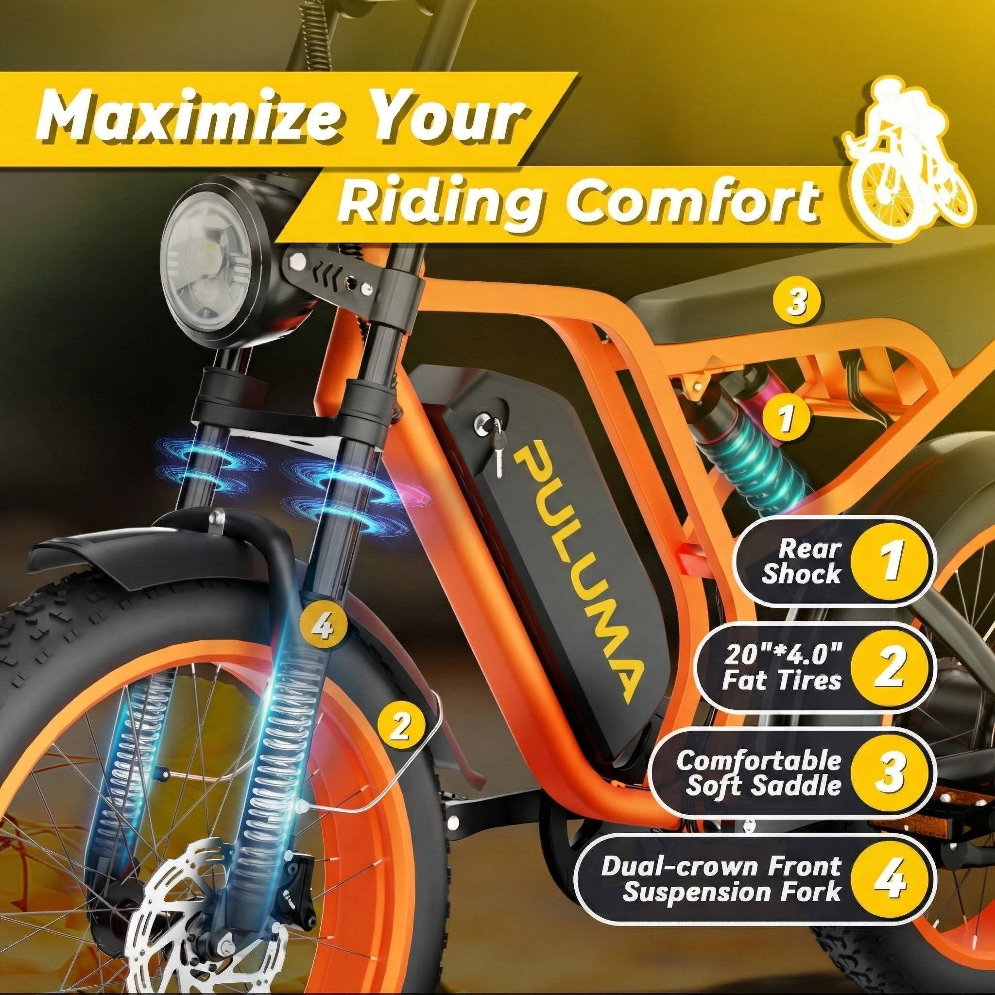 PULUMA SU8 250W elektrische mountainbike, 52V 20Ah verwijderbare accu